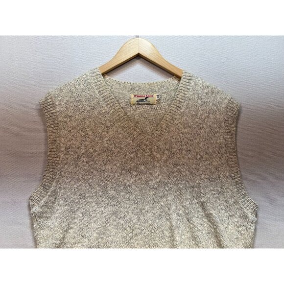Winona Men's V Neck Pullover Wool Sweater Knit Sleeveless Size XL Tan Stretch - Picture 5 of 11